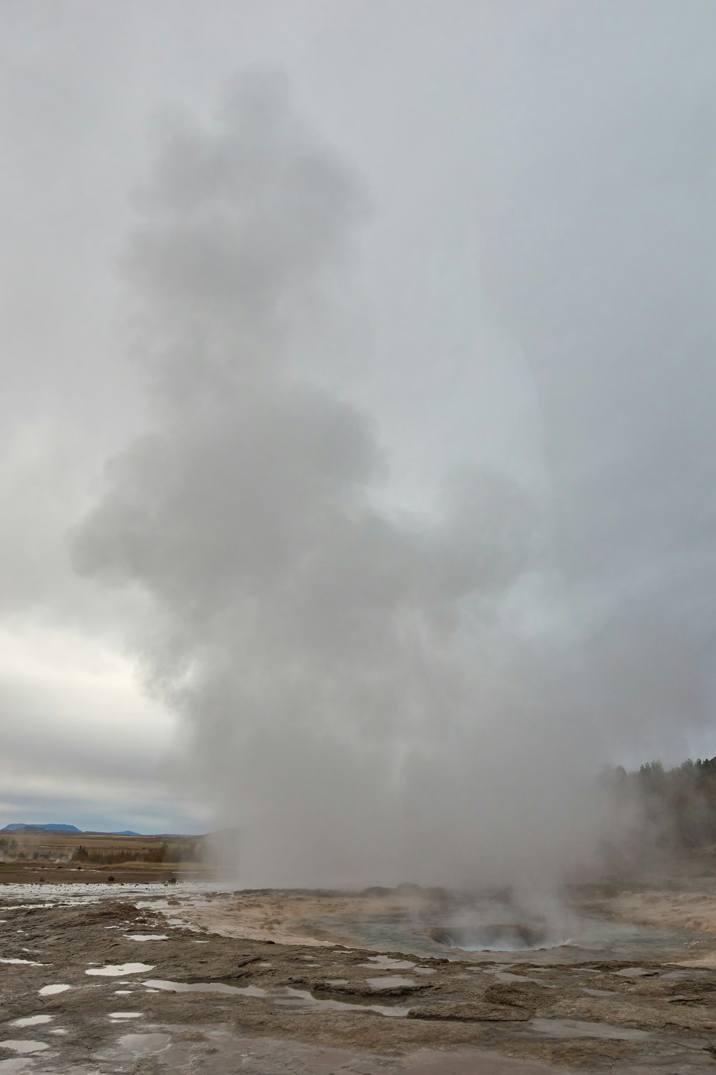 Dense steam column over the field